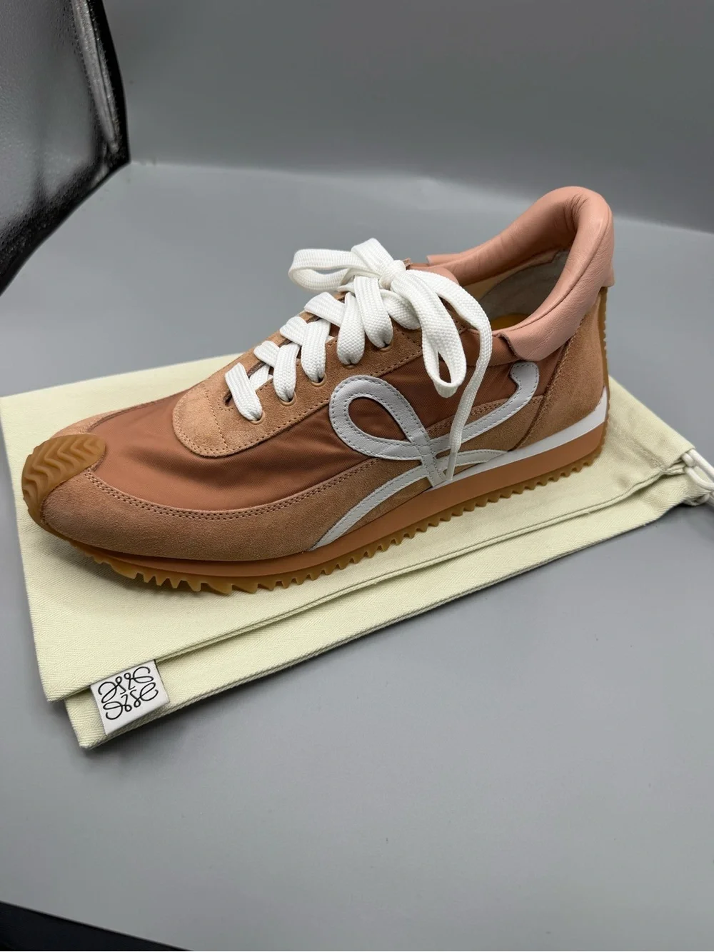 Loewe Peach Pink and White Runner Sneakers